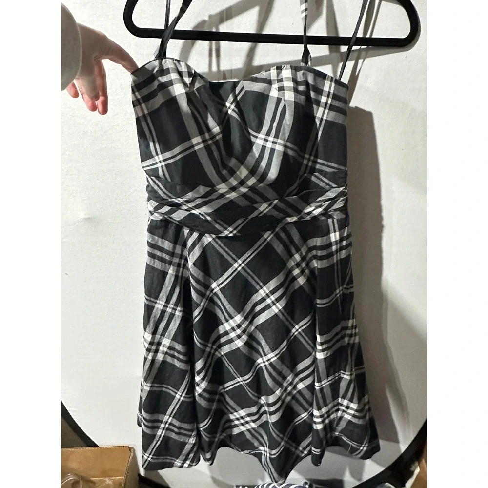 White House Black Market Plaid Mini Dress Strapless Sweetheart 12 - Picture 3 of 8